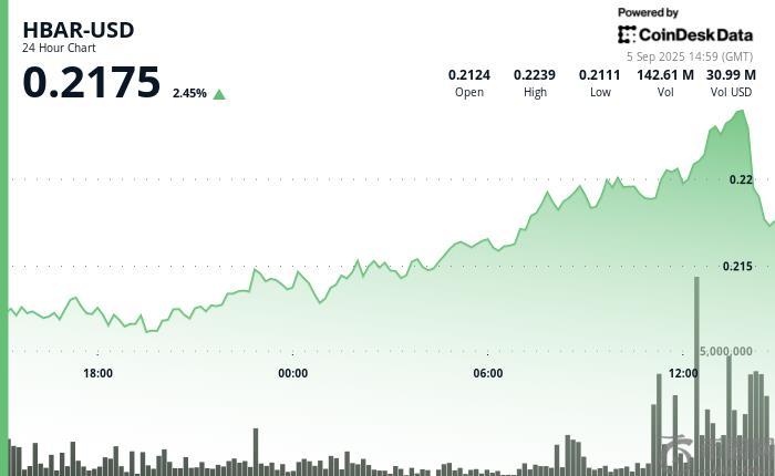 怀俄明州稳定币胜利未能阻止抛售，HBAR 暴跌 2%