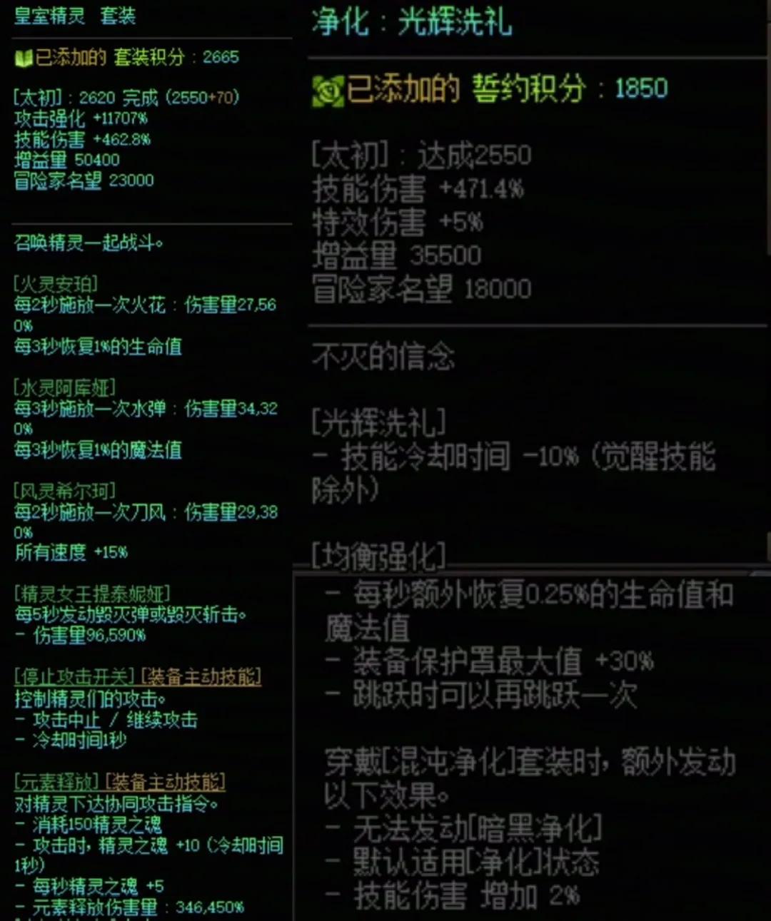 DNF精灵套加混沌搭配属性一览