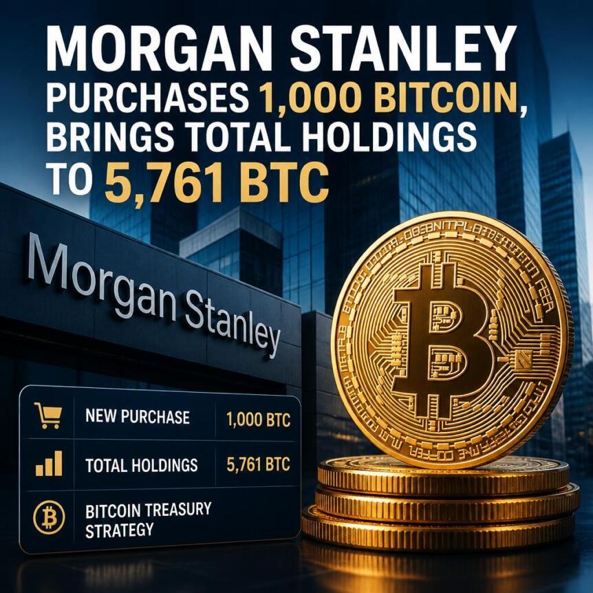 摩根士丹利购入1000枚比特币，总持仓增至5761枚BTC
