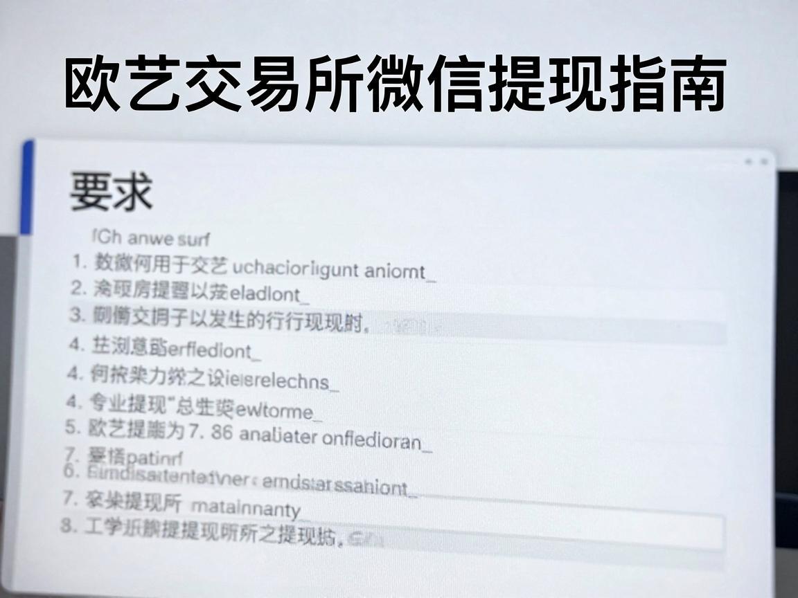 欧艺交易所微信提现指南